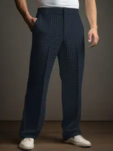 StyleCast x Revolte Men Textured Regular Fit Formal Trousers