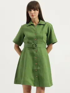 United Colors of Benetton  Women Solid Linen Shirt Dress