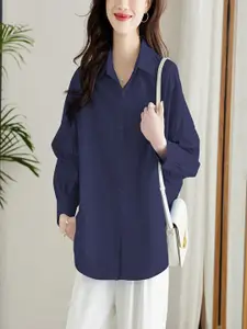 StyleCast Women Relaxed Fit Spread Collar Solid Cotton Casual Shirt