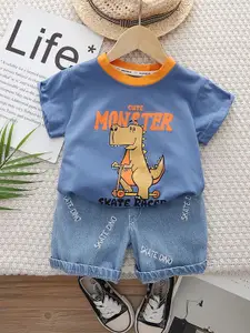 StyleCast x Revolte Boys Printed Round Neck T-Shirt With Shorts