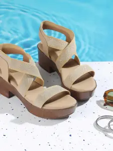 Metro Women Backstrap Block Heels Sandals
