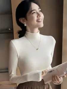 StyleCast Women High Neck Fitted Woollen Sweater