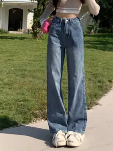 StyleCast Women Straight Fit High-Rise Cotton Jeans