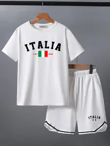 INCLUD Boys Typographic Printed Short Sleeves T-shirt With Shorts