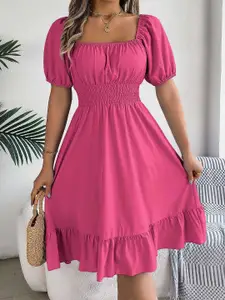 DressBerry Women Puff Sleeve Fit & Flare Dress