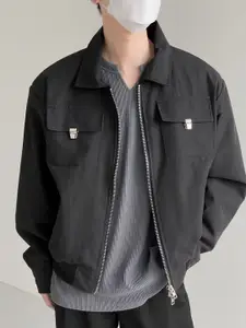 StyleCast Men Spread Collar Solid Casual Open Front Jacket