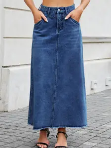 StyleCast Denim A-Line Maxi Skirt