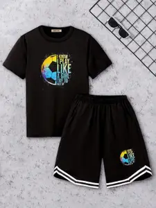 INCLUD Boys Printed Short Sleeves T-shirt With Shorts