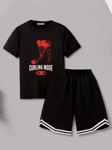 INCLUD Boys Printed Short Sleeves T-shirt With Shorts