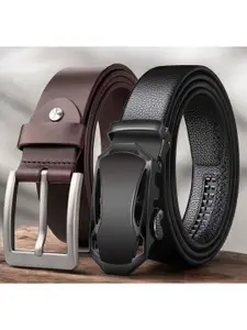 The Roadster Lifestyle Co Set Of 2 Geninue Leather Textured Formal Belts