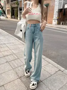 StyleCast Women Straight Fit High-Rise Clean Look Light Fade Non Stretchable Jeans