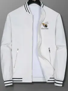 StyleCast x Revolte Men Stand Collar Graphic Embroidered Casual Bomber Jacket