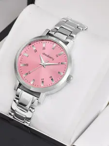 DressBerry Women Brass Embellished Dial & Stainless Steel Straps Analogue Watch