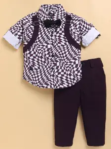 LITTLE COLLARS Boys Abstract Printed Long Sleeves Shirt With Trouser