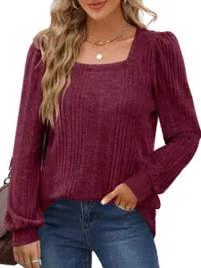 StyleCast Puff Sleeve Long Sleeves Square Neck Top