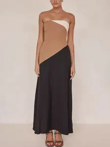 StyleCast x Revolte Strapless Colourblocked Maxi Dress