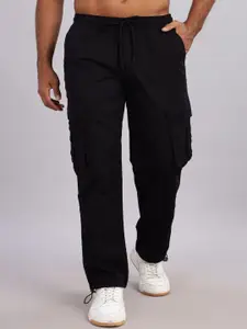 PAUL STREET Men Relaxed Mid-Rise Cotton Cargos Trousers