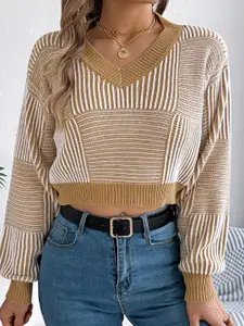 StyleCast x Revolte Women Striped Crop Pullover Sweater