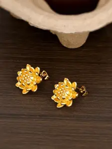 MEENAZ Stainless Steel Gold-Plated Floral Shaped Anti Tarnish Studs