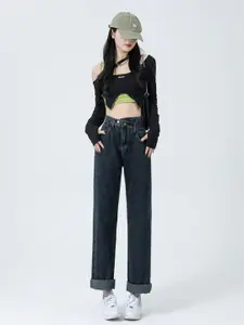 StyleCast Women Straight Fit High-Rise Jeans