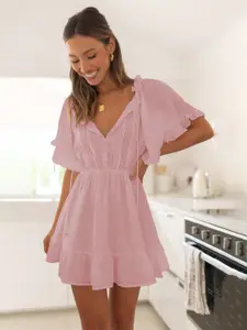 StyleCast V-Neck Flared Sleeves A-Line Dress