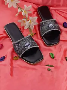 BAESD Women Embellished Party Open Toe Flats