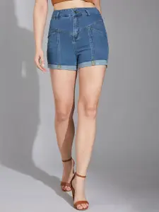 Life With Pockets Women High-Rise Relaxed Fit Denim Shorts