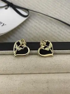 VAGHBHATT Gold-Plated Heart Shaped Elegant Studs