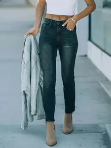 StyleCast Women Cotton Slim Fit High-Rise Heavy Fade Jeans