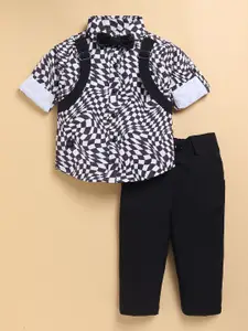 LITTLE COLLARS Boys Printed Long Sleeves Shirt With Trousers