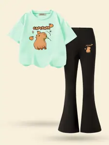 INCLUD Girls Printed Short Sleeves T-shirt With Trousers