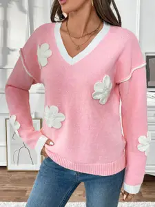 StyleCast x Revolte Women Floral Ribbed Pullover