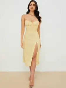 StyleCast Yellow Floral Printed Sheath Midi Dress