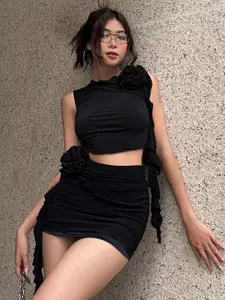 StyleCast Black Sleeveless Top And Skirt