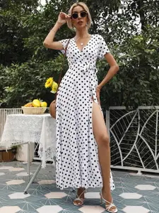 StyleCast White and Black Polka Dots Maxi Dress