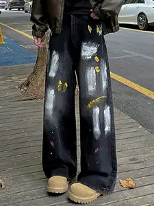 StyleCast x Revolte Men Wide Leg Dark Shade Jeans