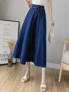 StyleCast Women Midi Flared Denim Skirt