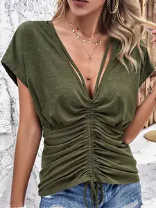 StyleCast Women Solid V-Neck Top