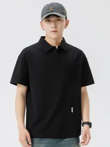 StyleCast x Revolte Men Solid Polo Collar Cotton Regular Fit T-shirt