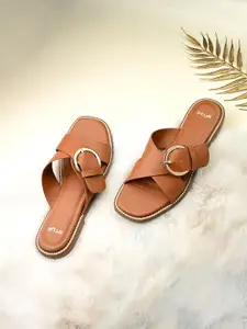 Styli Women Embellished Casual Open Toe Flats  With Buckles