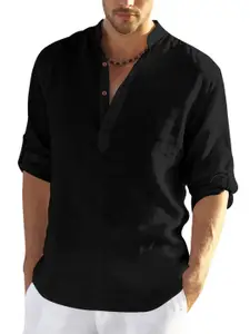 Zombom Cotton Mandarin Collar Straight Short Kurta