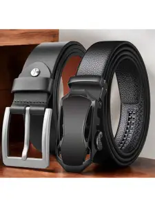 The Roadster Lifestyle Co Set Of 2 Leather Textured Formal Belts