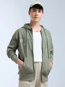 Flying Machine Men Embroidered Hooded Sweatshirt