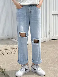 StyleCast Men Straight Fit Slash Knee Jeans