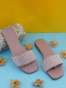 BAESD Women Embellished Party Open Toe Flats