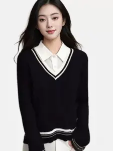 StyleCast Women V-Neck Long Sleeves Pullover Sweaters