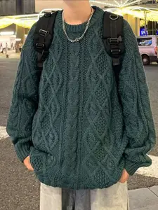 StyleCast x Revolte Men Cable Knit Longline Pullover