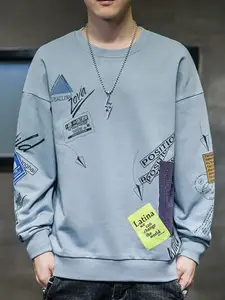 StyleCast x Revolte Men Typography Printed Pullover Sweatshirt