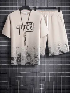 StyleCast Printed Round Neck T-Shirt With Shorts