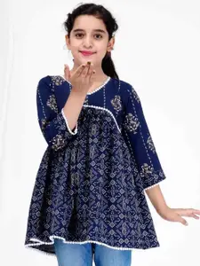 DMP FASHION Girls Ethnic Motifs Printed Lace-Up A-Line Top